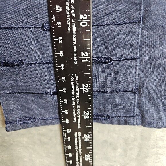 Ravel Women's Med  Blue Linen Cotton Zip Blouse 3/4 Sleeve - Picture 4 of 10